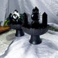 Shadow Keep | Obsidian Pedestal Bowl Altar with Tarot Holder, Chime Candle Holder, Elderberries and Juniper