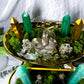 Three Tier Money Altar | Green Aventurine & Pyrite Crystal Altar with Money Bowl | Abundance & Prosperity Decor