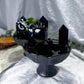 Shadow Keep | Obsidian Pedestal Bowl Altar with Tarot Holder, Chime Candle Holder, Elderberries and Juniper