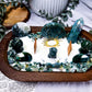 Moss Agate Crystal Candle | Handmade Soy Dough Bowl Candle | Growth Candle with Bohemian Rose Scent