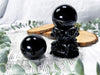 Obsidian Sphere with Stand | 1.5in Black Obsidian Crystal and 3in Acrylic Holder | Protection, Grounding, and Energy Shield