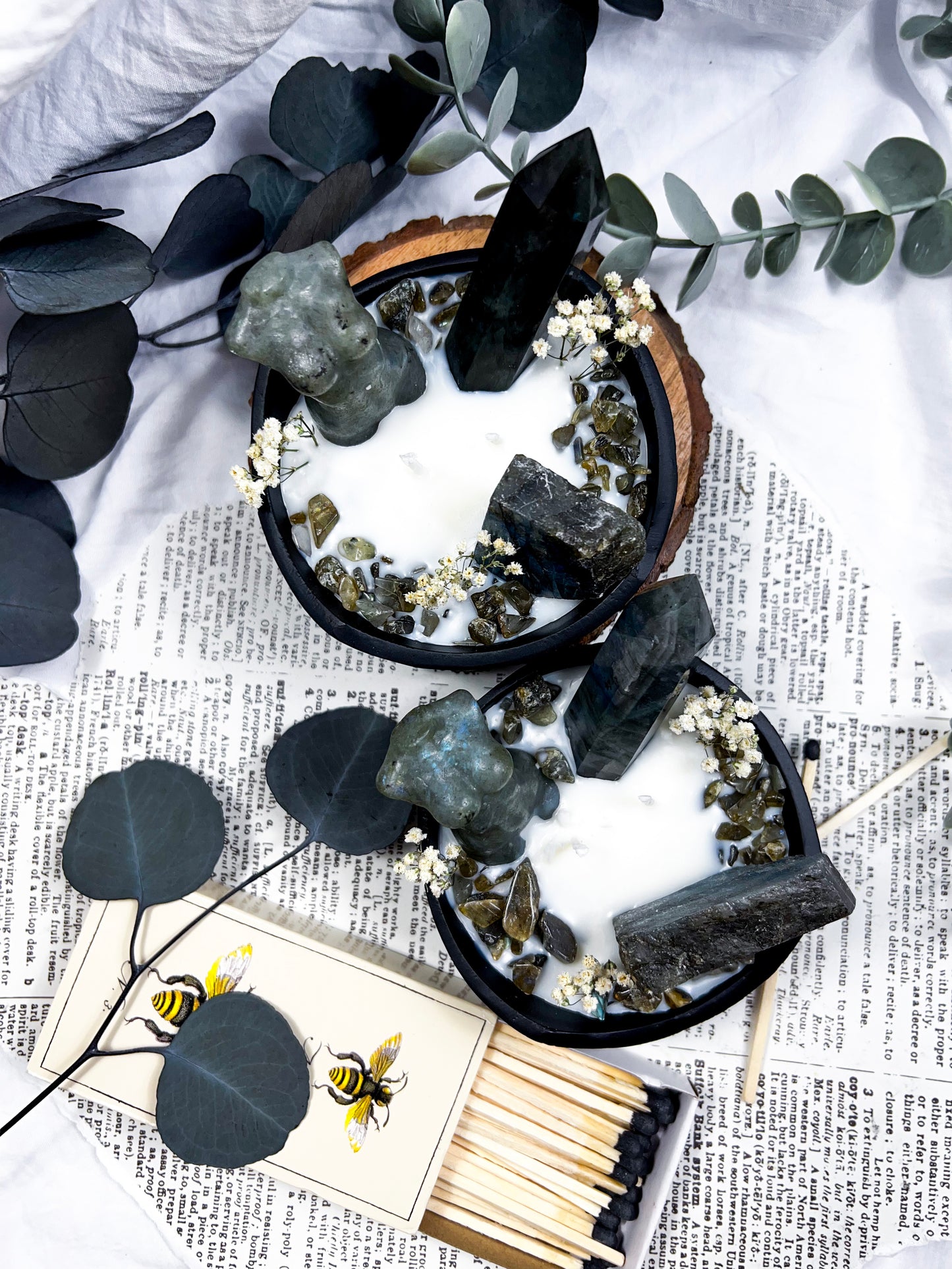 Labradorite Bowl | Cast Iron Candle