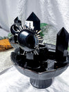 Shadow Keep | Obsidian Pedestal Bowl Altar with Tarot Holder, Chime Candle Holder, Elderberries and Juniper