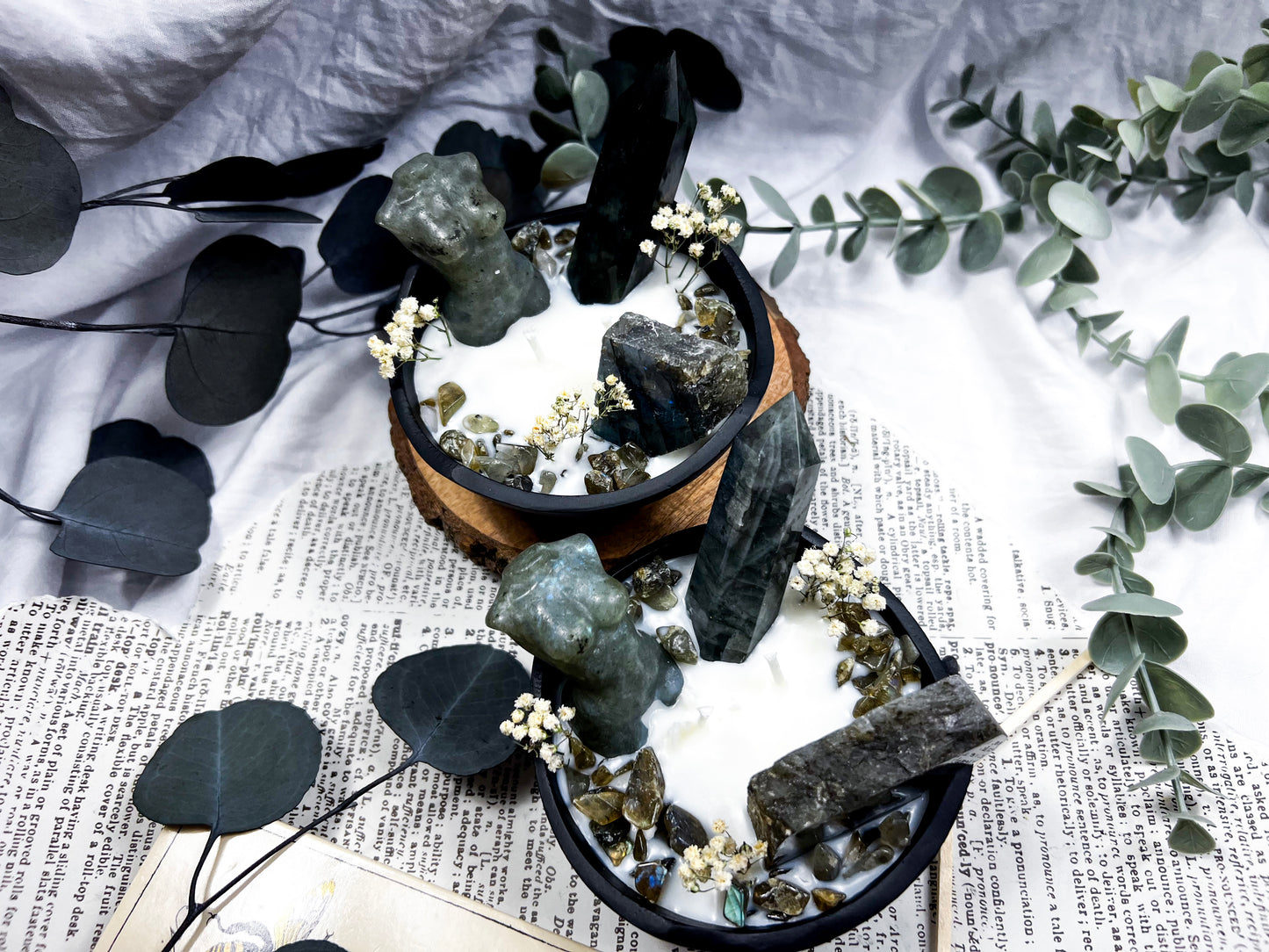 Labradorite Bowl | Cast Iron Candle