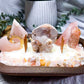 Flower Agate & Rose Quartz Crystal Candle | Handmade Soy Dough Bowl Candle | Self Love & Growth Candle