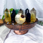 Rooted Fortune | Tiger’s Eye, Pyrite, Smoky Quartz and Citrine Tarot Altar Bowl with Tealight Holder
