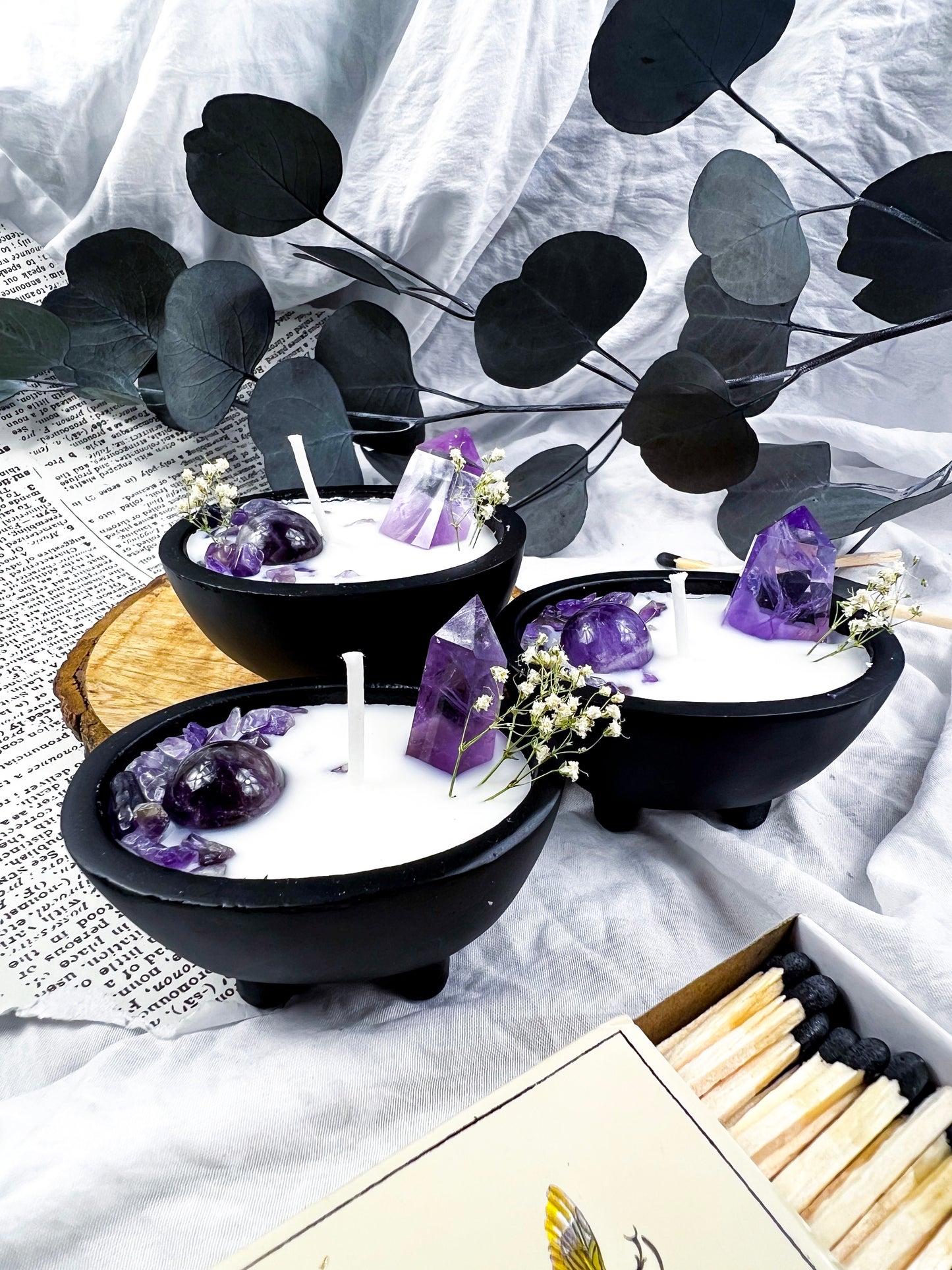 Lunar Lilies | Cast Iron Cauldron Candles