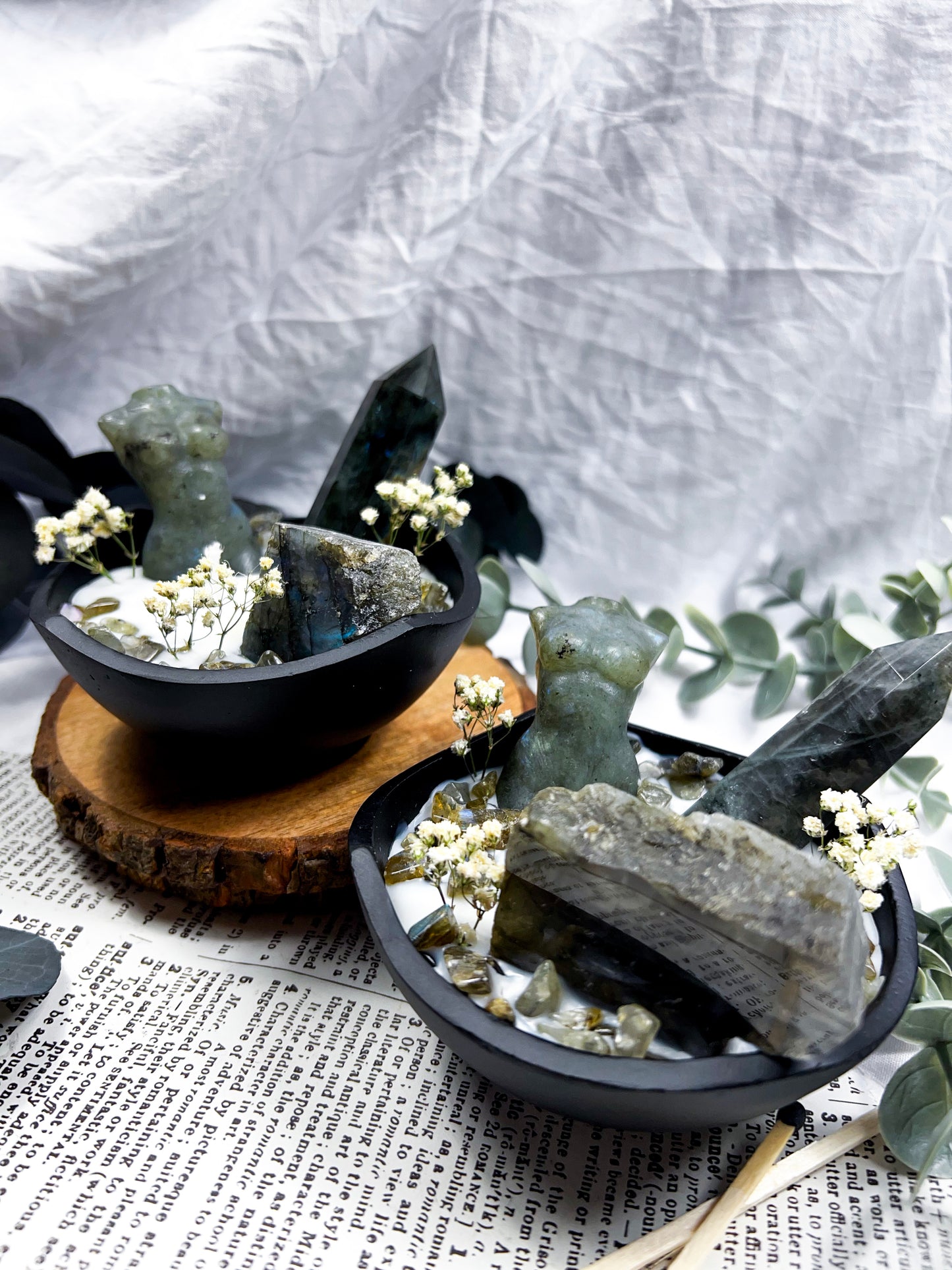 Labradorite Bowl | Cast Iron Candle