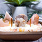 Flower Agate & Rose Quartz Crystal Candle | Handmade Soy Dough Bowl Candle | Self Love & Growth Candle