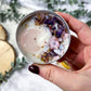 Bloomed: Self-Love Travel Candle with Rose Quartz, Amethyst, and Vanilla Lilac Scent for Emotional Healing and Heart Rituals