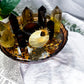 Rooted Fortune | Tiger’s Eye, Pyrite, Smoky Quartz and Citrine Tarot Altar Bowl with Tealight Holder