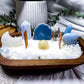 Blue Lace Agate & Clear Quartz Crystal Candle | Handmade Soy Dough Bowl Candle | Peace Candle with Bohemian Rose Scent
