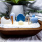 Blue Lace Agate & Clear Quartz Crystal Candle | Handmade Soy Dough Bowl Candle | Peace Candle with Bohemian Rose Scent