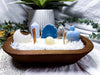Blue Lace Agate & Clear Quartz Crystal Candle | Handmade Soy Dough Bowl Candle | Peace Candle with Bohemian Rose Scent