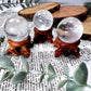 Clear Quartz Sphere with Wooden Holder | 1in Crystal Ball for Clarity and Energy Amplification