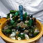 Fortune Grove | Extra Large Money Bowl Altar with Moss Agate, Green Aventurine, Pyrite and Five Tealight Holders
