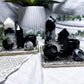 Moonstone & Obsidian Crystal Tarot, Incense & Chime Holder | Handmade Altar Decor | 4 Inch Silver Altar