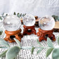 Clear Quartz Sphere with Wooden Holder | 1in Crystal Ball for Clarity and Energy Amplification