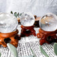Clear Quartz Sphere with Wooden Holder | 1in Crystal Ball for Clarity and Energy Amplification