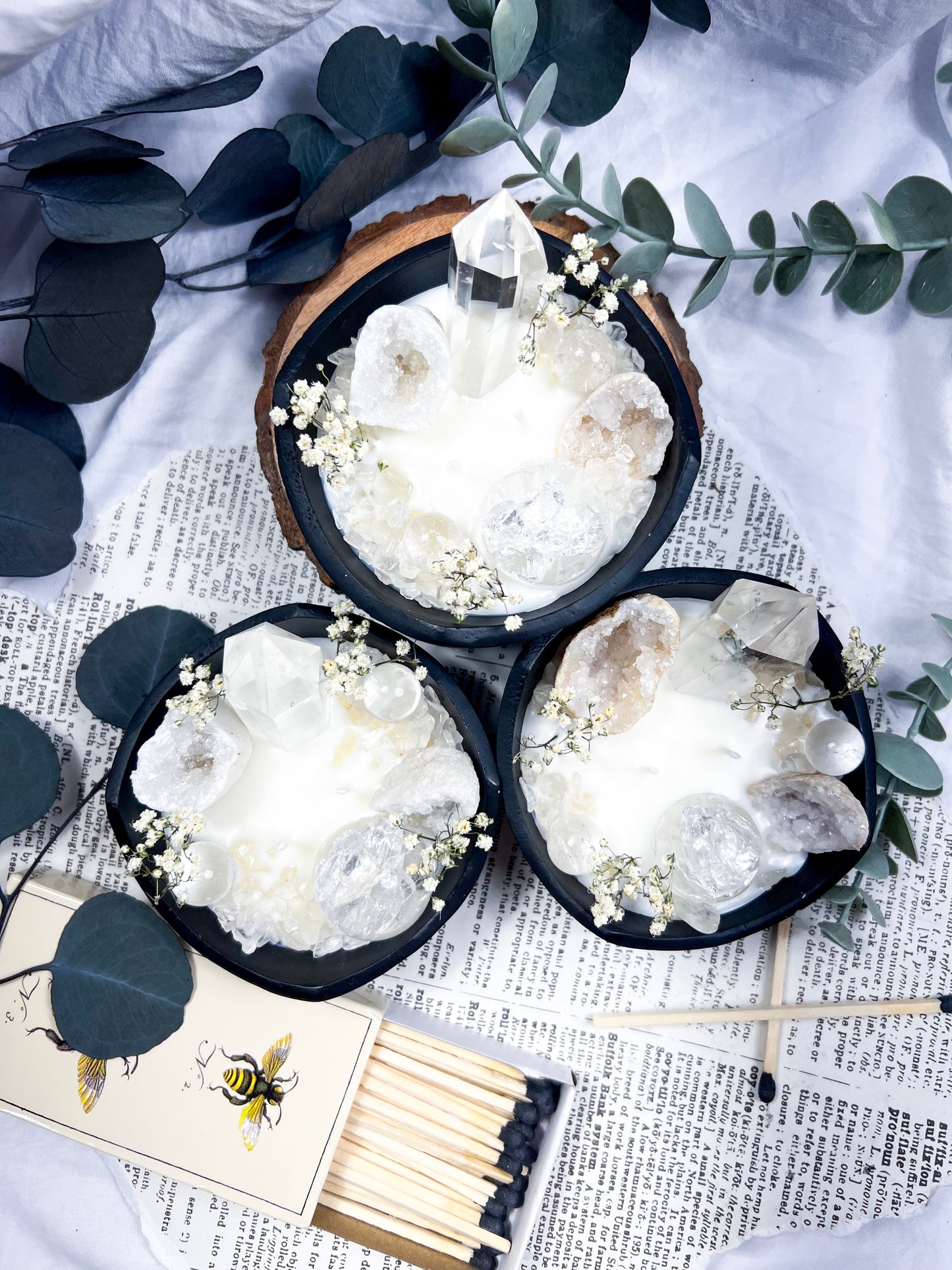 Clear Quartz Bowl | Cast Iron Candle