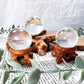 Clear Quartz Sphere with Wooden Holder | 1in Crystal Ball for Clarity and Energy Amplification