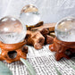 Clear Quartz Sphere with Wooden Holder | 1in Crystal Ball for Clarity and Energy Amplification