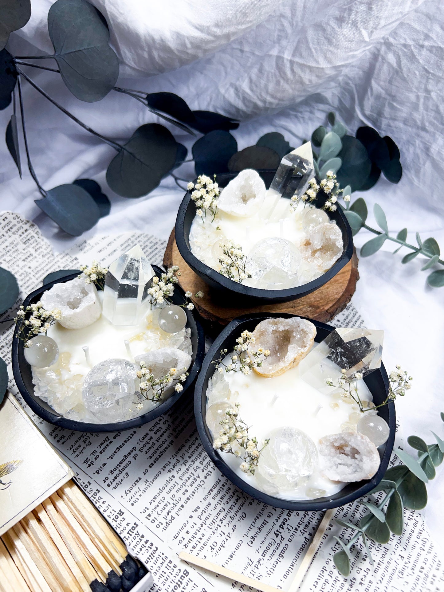 Clear Quartz Bowl | Cast Iron Candle