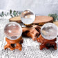 Clear Quartz Sphere with Wooden Holder | 1in Crystal Ball for Clarity and Energy Amplification