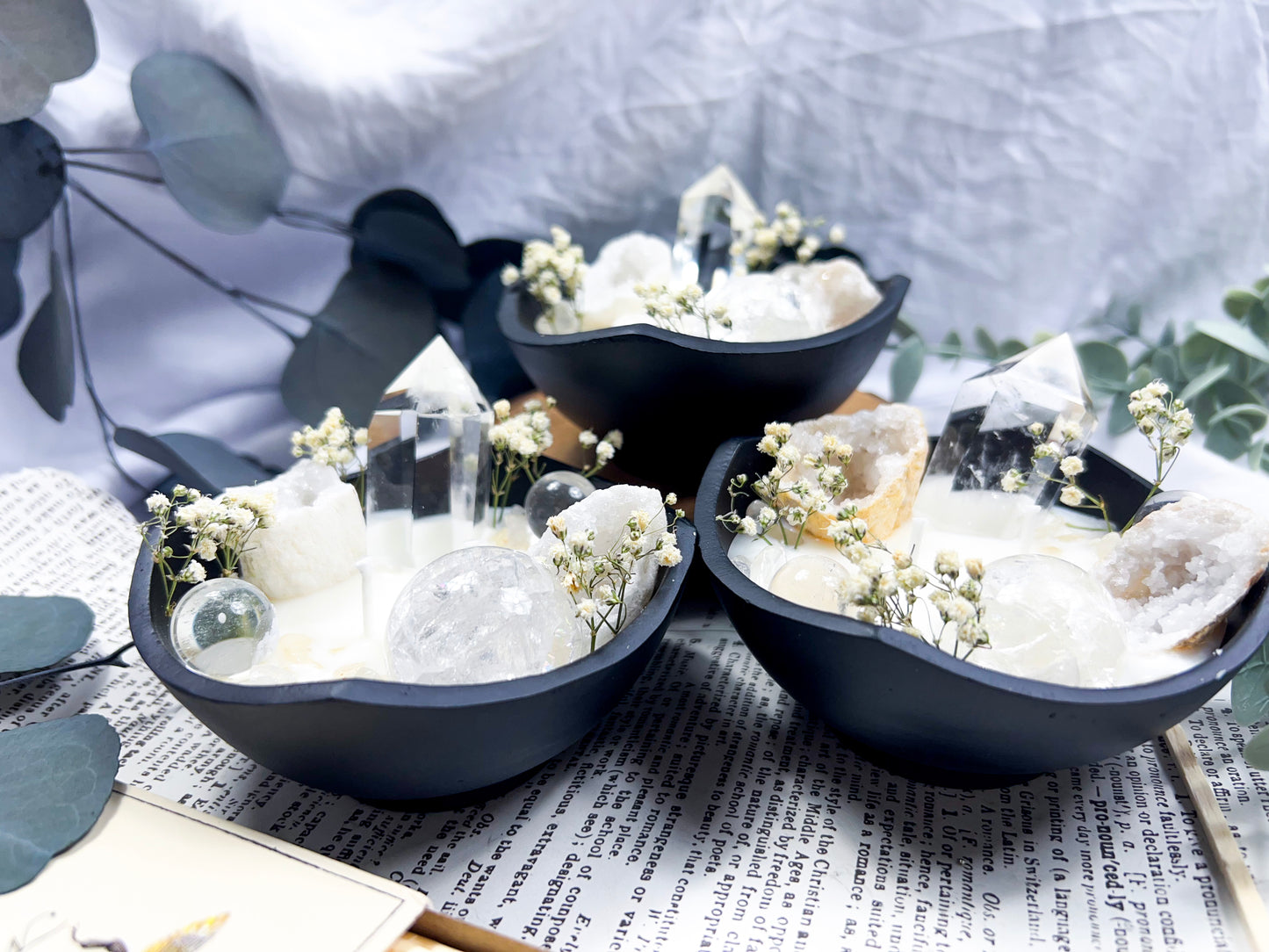 Clear Quartz Bowl | Cast Iron Candle