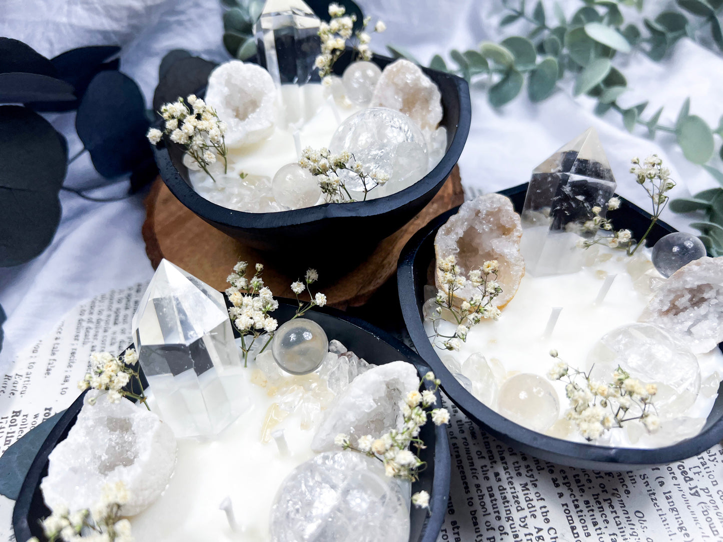 Clear Quartz Bowl | Cast Iron Candle