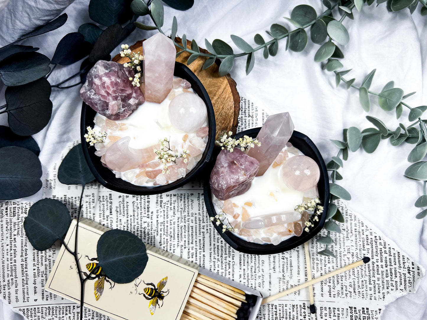 Rose Quartz Bowl | Cast Iron Candle