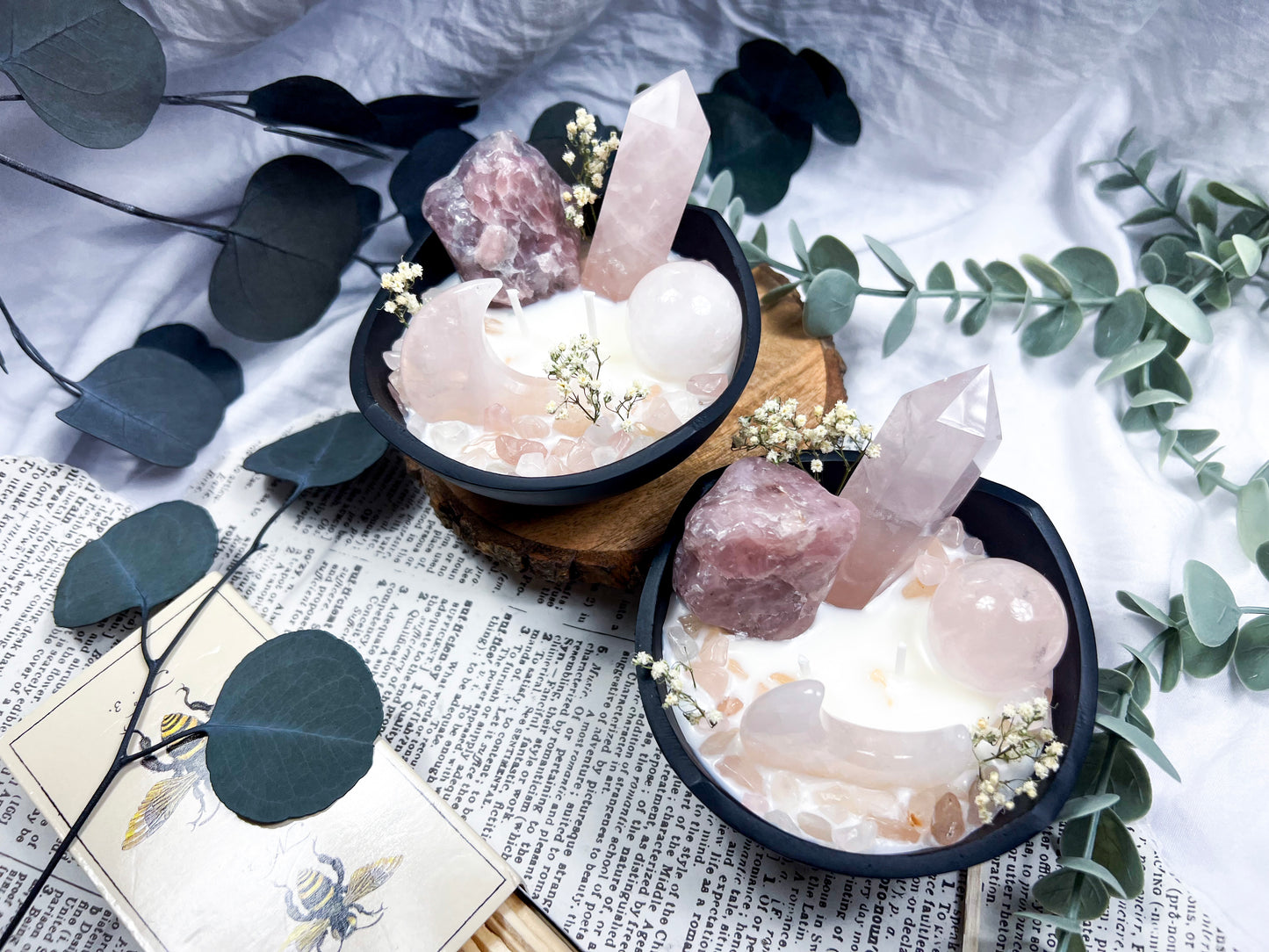 Rose Quartz Bowl | Cast Iron Candle