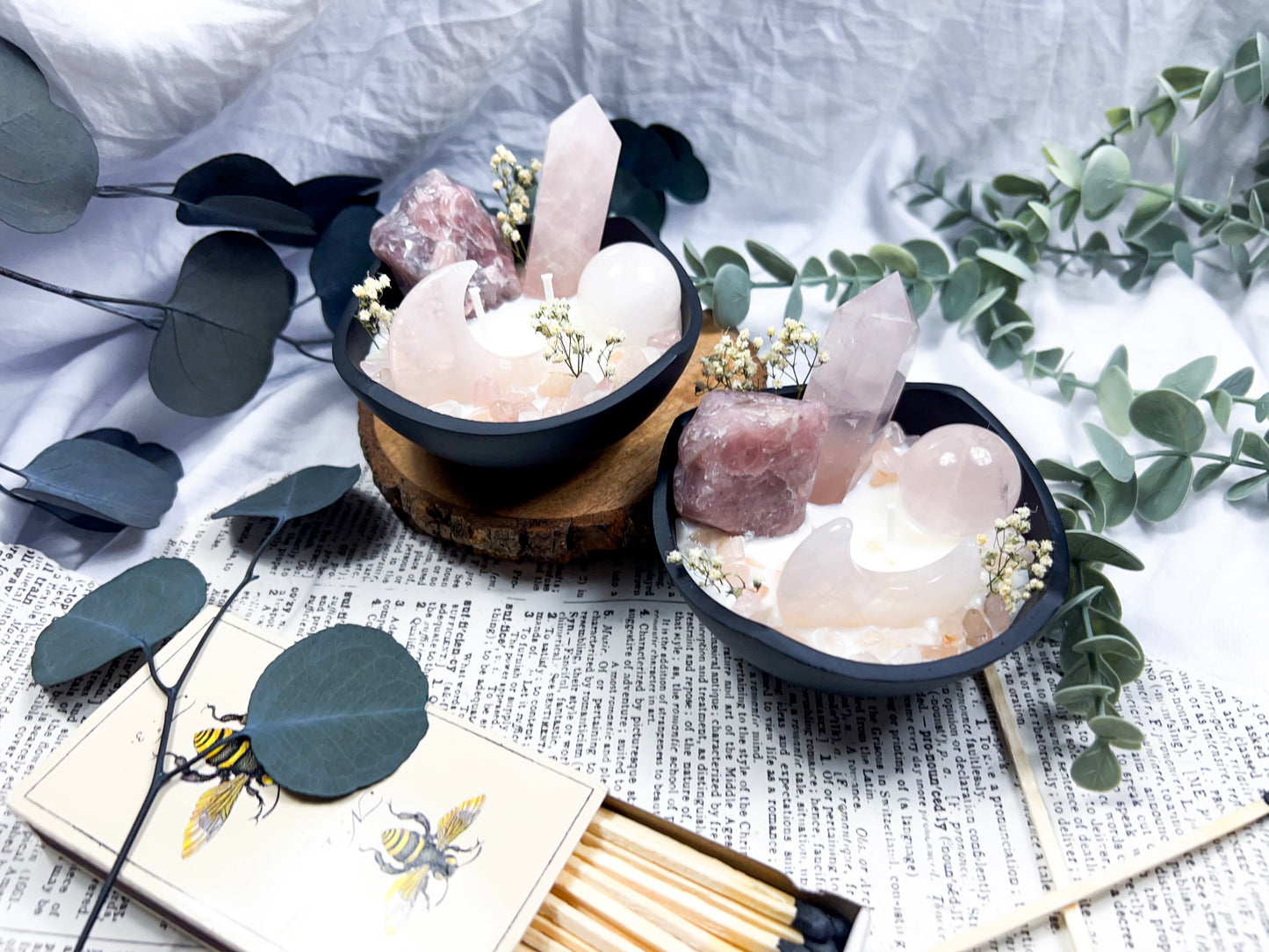 Rose Quartz Bowl | Cast Iron Candle