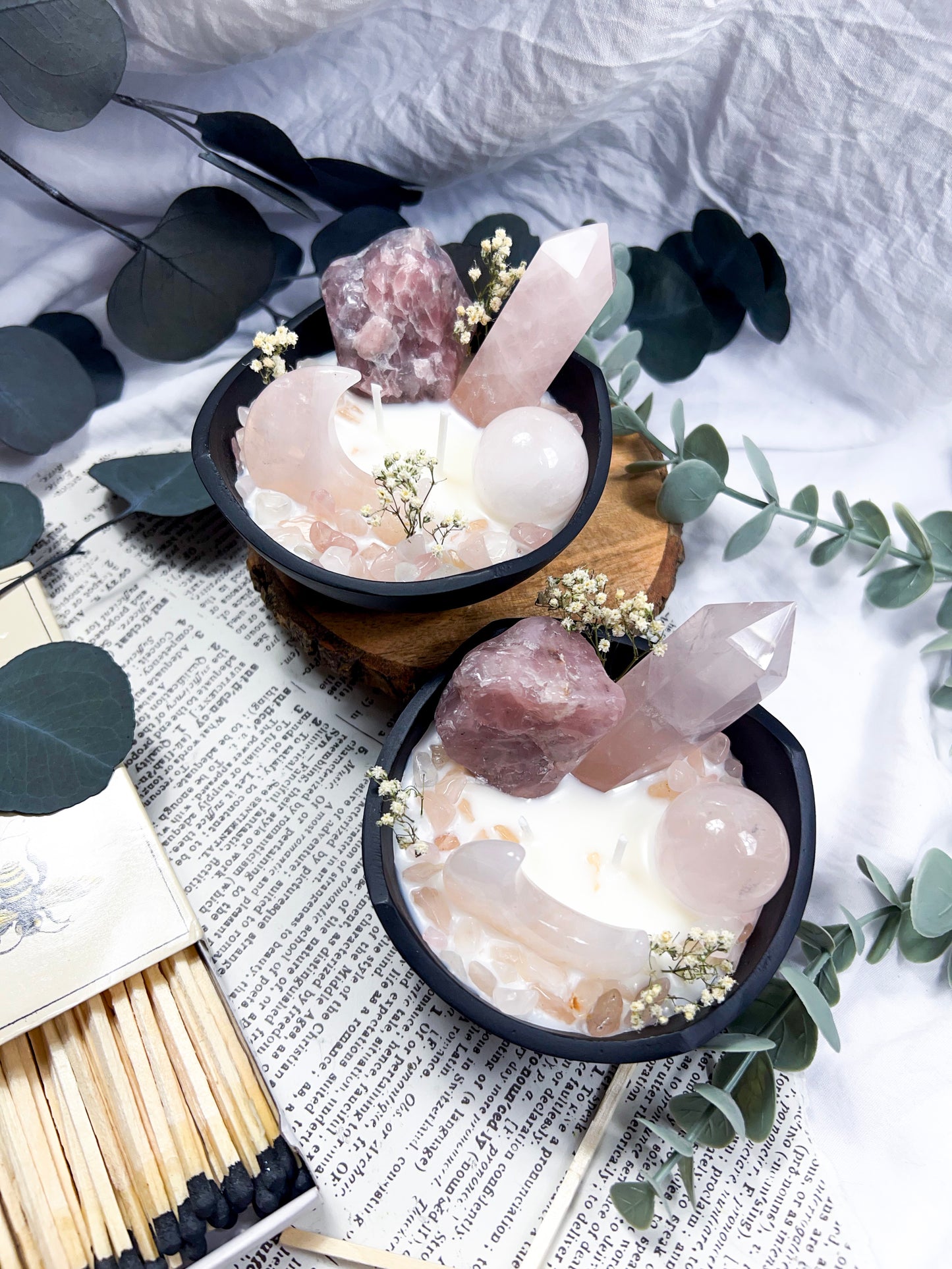 Rose Quartz Bowl | Cast Iron Candle