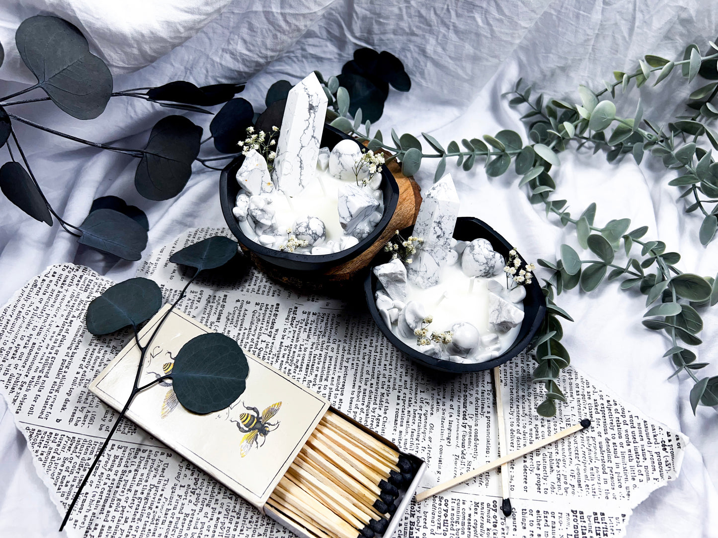 Howlite Bowl | Cast Iron Candle