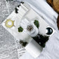 Sacred Growth Ceramic Altar | White 5x7 with Hamsa, Moss Agate Moon, Lotus, Sun and Succulent Accents