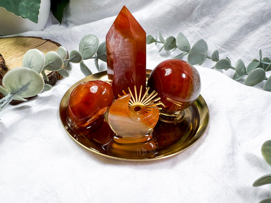 Carnelian Solstice | Mini Gold Dish Altar