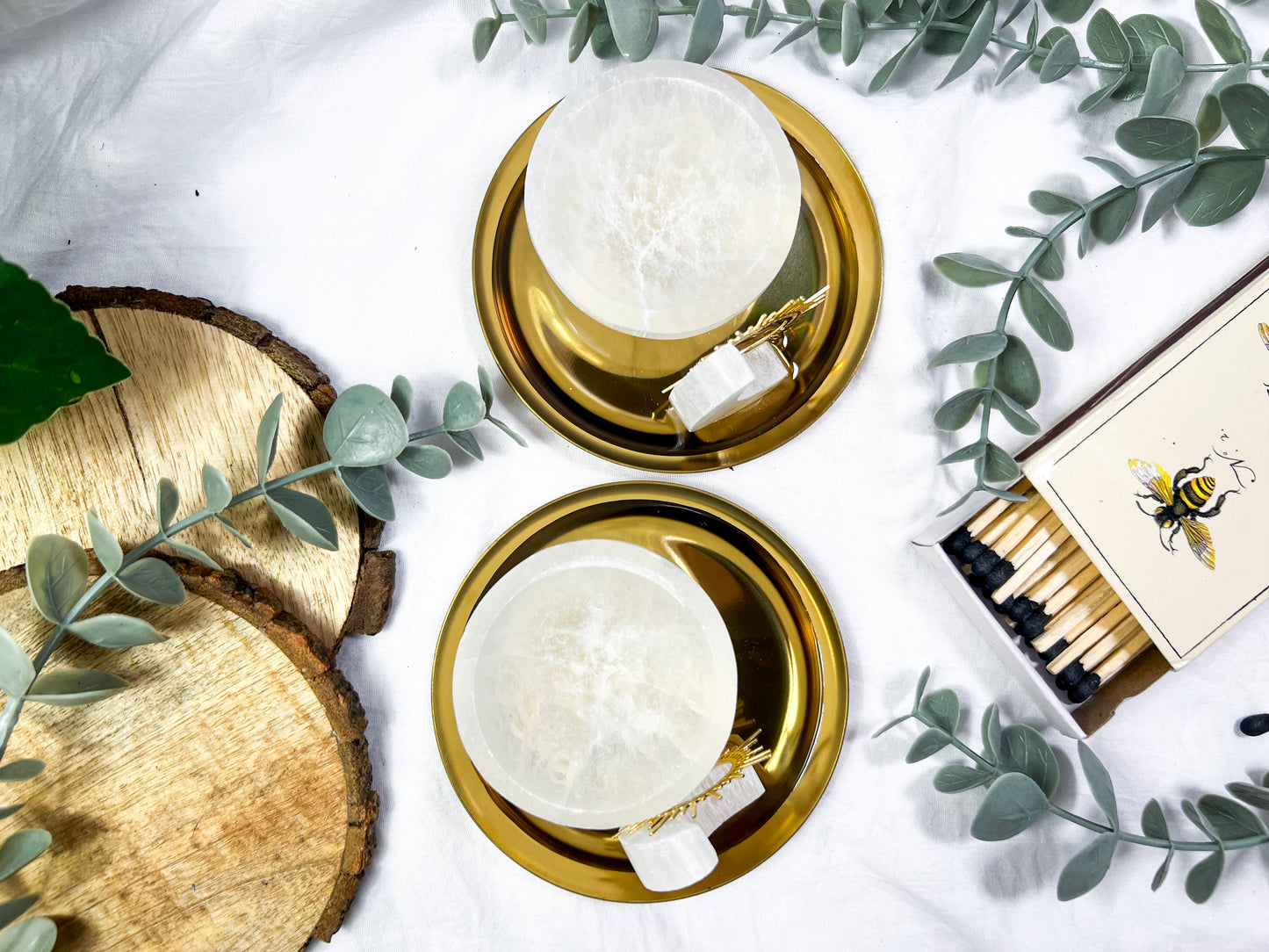 Selenite Eclipse | Mini Gold Dish Altar