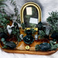 Moss Agate Acacia Altar Tray | Tealight, Chime & Incense Setup | Grounding, Growth & Stability