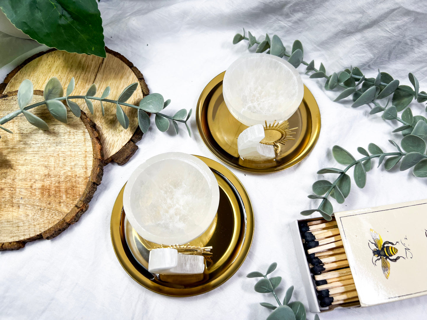 Selenite Eclipse | Mini Gold Dish Altar