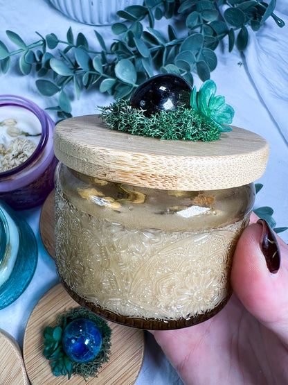 Color Magic Crystal Sphere Candles for Intention Work Rituals and Manifestation | Golden Hour Jasmine Chrysanthemum