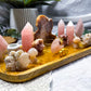 Pink Amethyst, Rose Quartz & Flower Agate Crystal Altar | Triple Tealight, Double Chime & Incense Holder