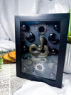 Night Serpent | Obsidian Crystal Wall Decor with Snake and Moon Phases