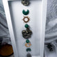 Serpent’s Fortune | Pyrite and Green Aventurine Crystal Wall Hanging with Snake and Celestial Decor