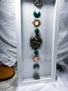Serpent’s Fortune | Pyrite and Green Aventurine Crystal Wall Hanging with Snake and Celestial Decor