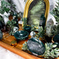 Moss Agate Acacia Altar Tray | Tealight, Chime & Incense Setup | Grounding, Growth & Stability