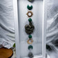 Serpent’s Fortune | Pyrite and Green Aventurine Crystal Wall Hanging with Snake and Celestial Decor
