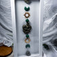 Serpent’s Fortune | Pyrite and Green Aventurine Crystal Wall Hanging with Snake and Celestial Decor