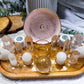 Clear Quartz Crystal Altar | 10x5 Handmade Tealight, Double Chime, Zodiac Plate & Crystal Display Altar