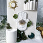 Sacred Growth Ceramic Altar | White 5x7 with Hamsa, Moss Agate Moon, Lotus, Sun and Succulent Accents